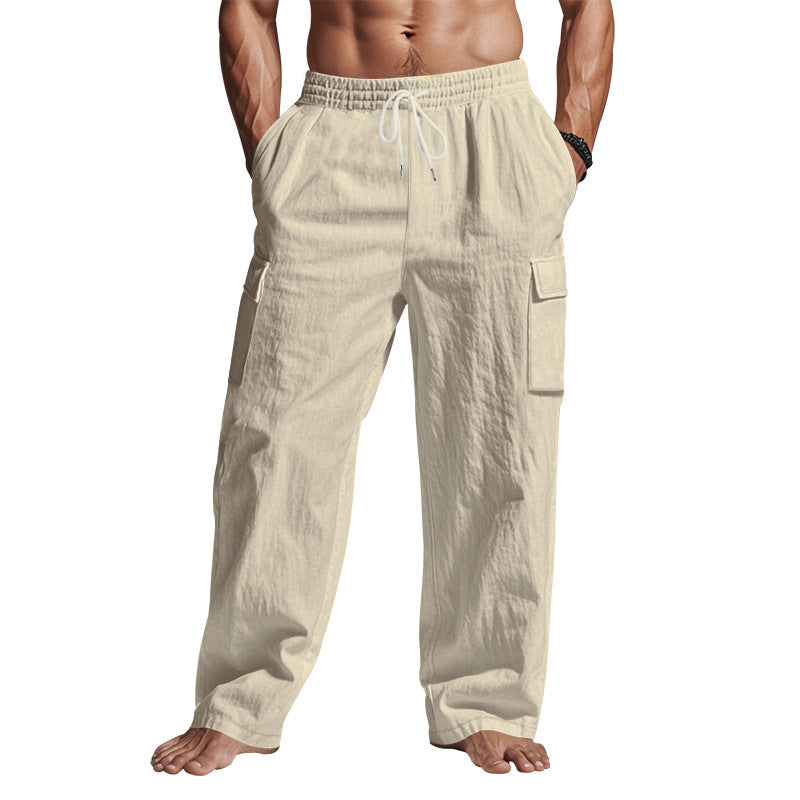 Workwear Multi-pocket Straight Linen Men's Trousers Fashion Mens Clothing Men Clothing Men Wears