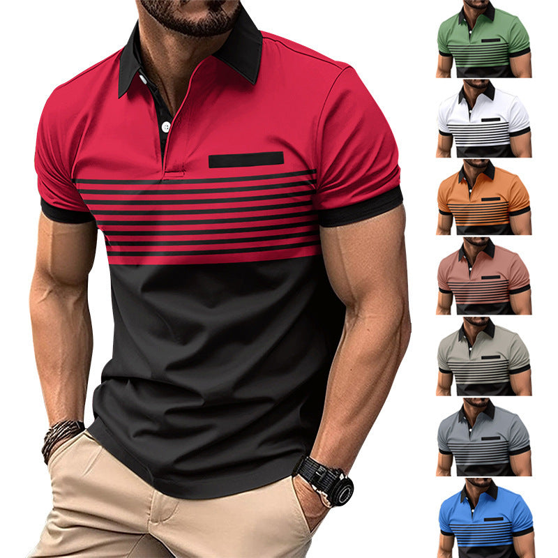 Casual Striped Shirt With Chest Pocket Men Clothing